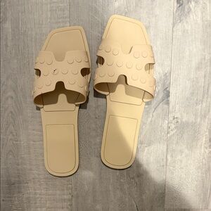 Shushop Donna slides nude Women's Slide Sandals - Casual Slip-On Comfort